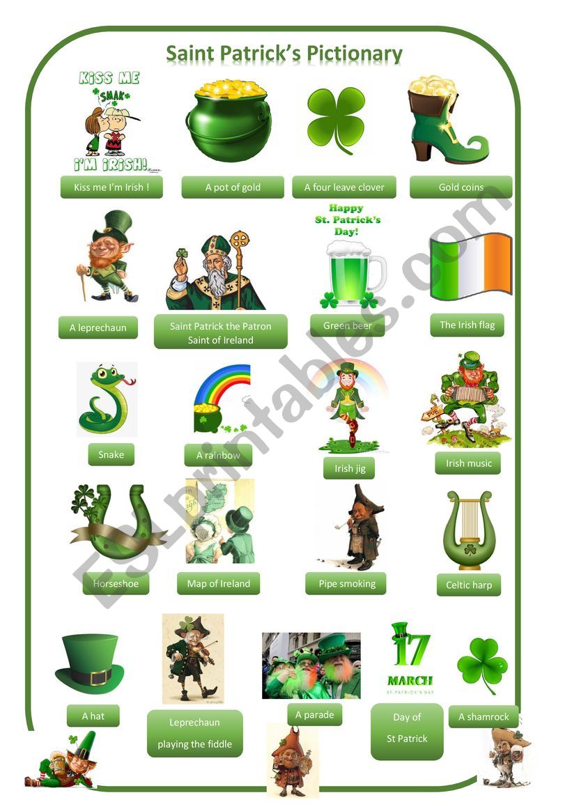 Saint Patrick´s Day Pictionary - ESL Worksheet By Cariboo