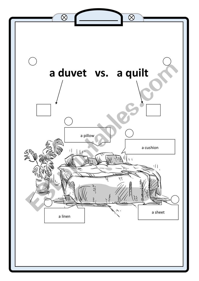 duvet or quilt worksheet