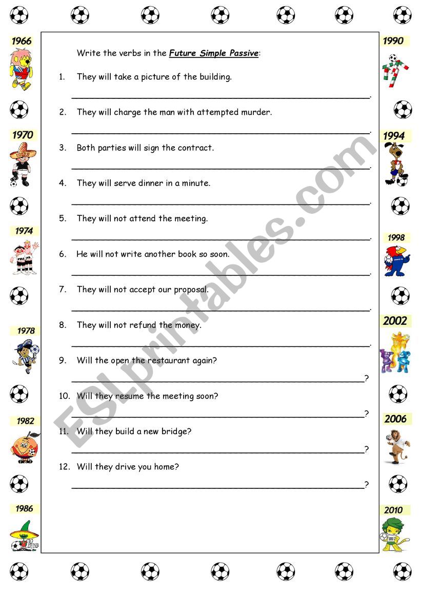 Will Future Passive ESL Worksheet By Gsmiles