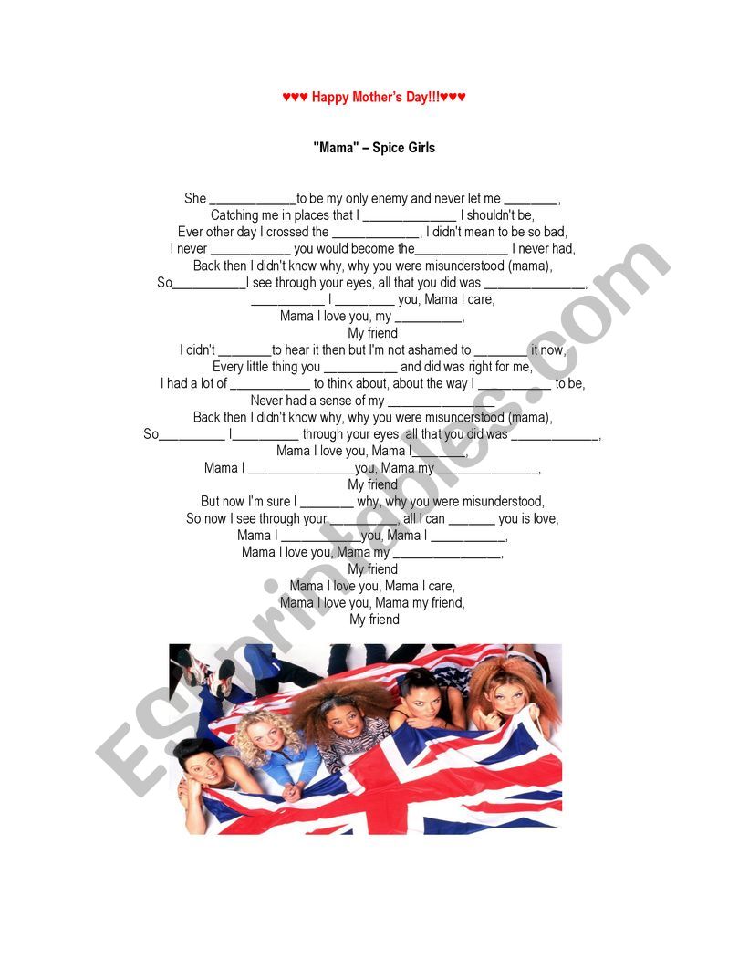 Mama_song Spice girls worksheet