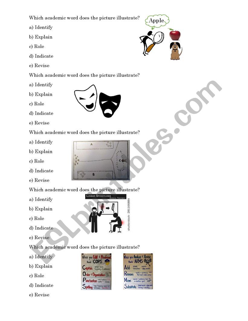 Academic Vocab worksheet