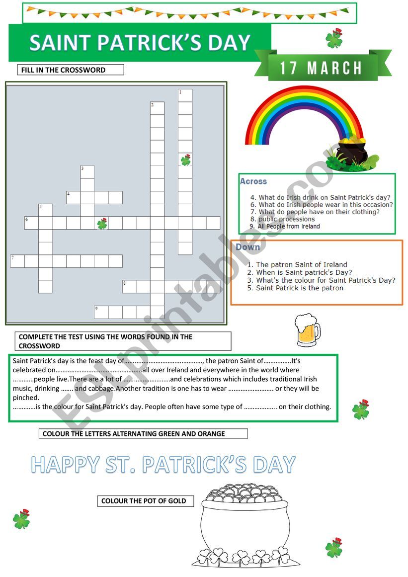 St. Patrick´s Day - ESL worksheet by LIA THE TEACHER