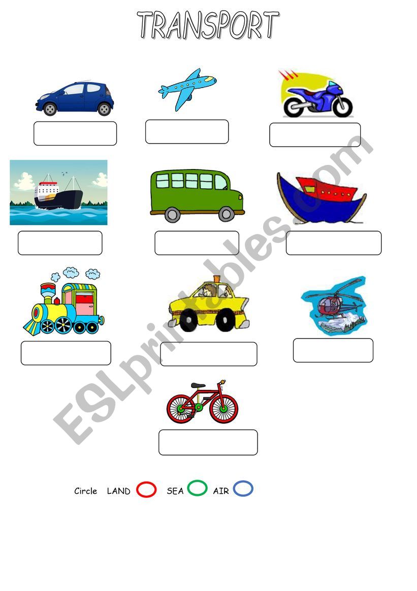 transport esl worksheet by yolipandi