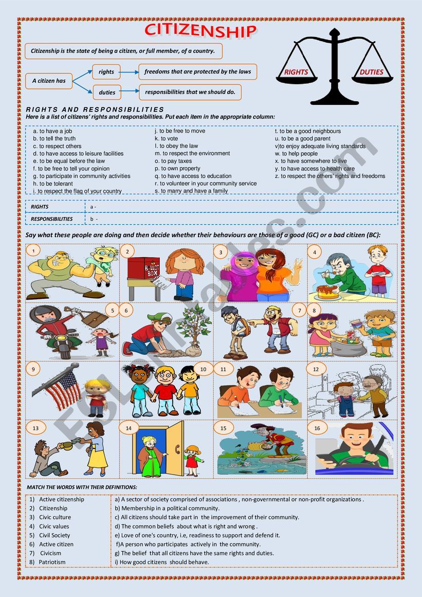 Rights And Responsibilities Worksheet