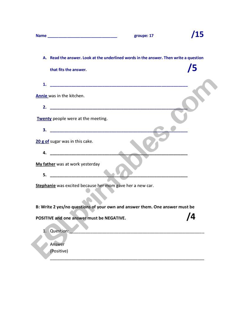 To be test worksheet