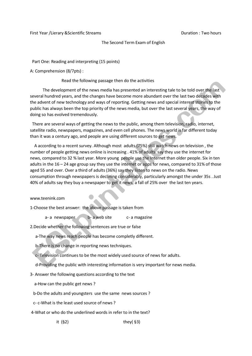 survey news worksheet