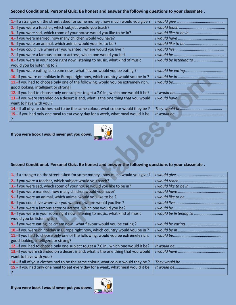 Quiz Second Conditional worksheet