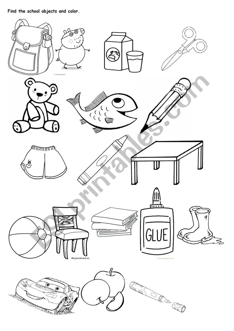 Classroom Objects Worksheet For Coloring Images And Photos Finder
