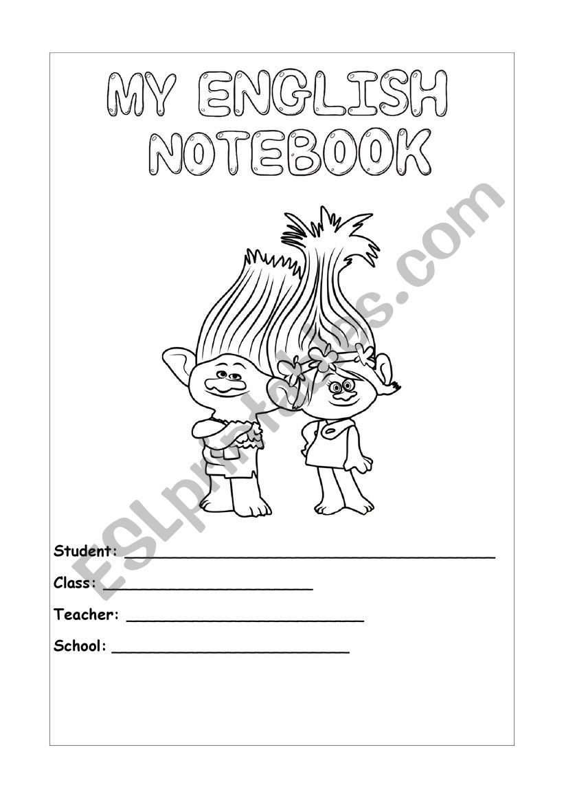 English Notebook Folder worksheet