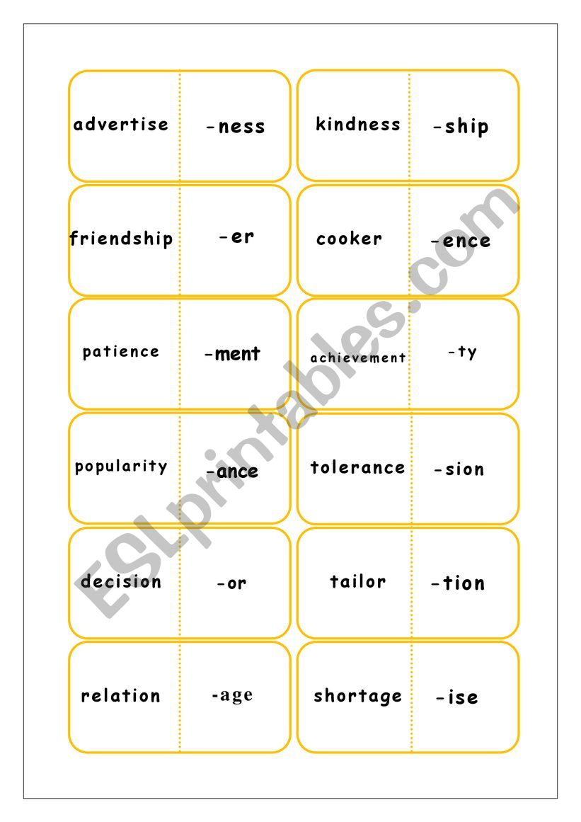 Domino. Word Formation worksheet