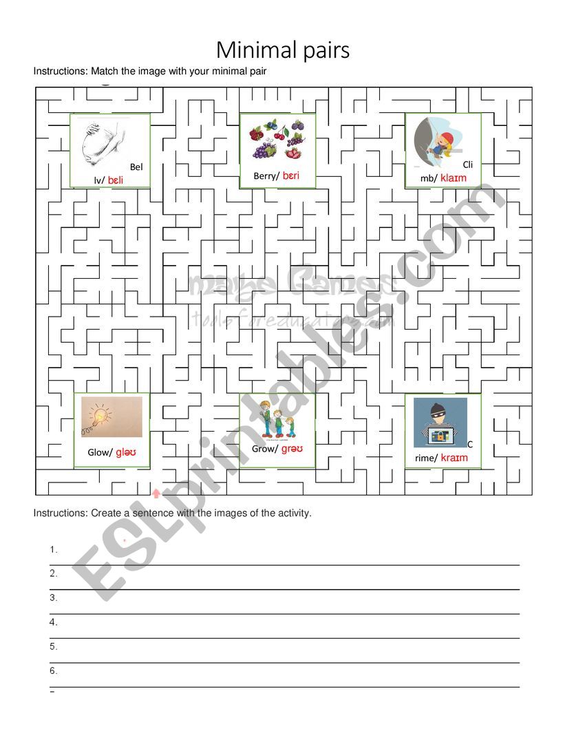 Minimal Pairs Esl Worksheet By Melanic 4343