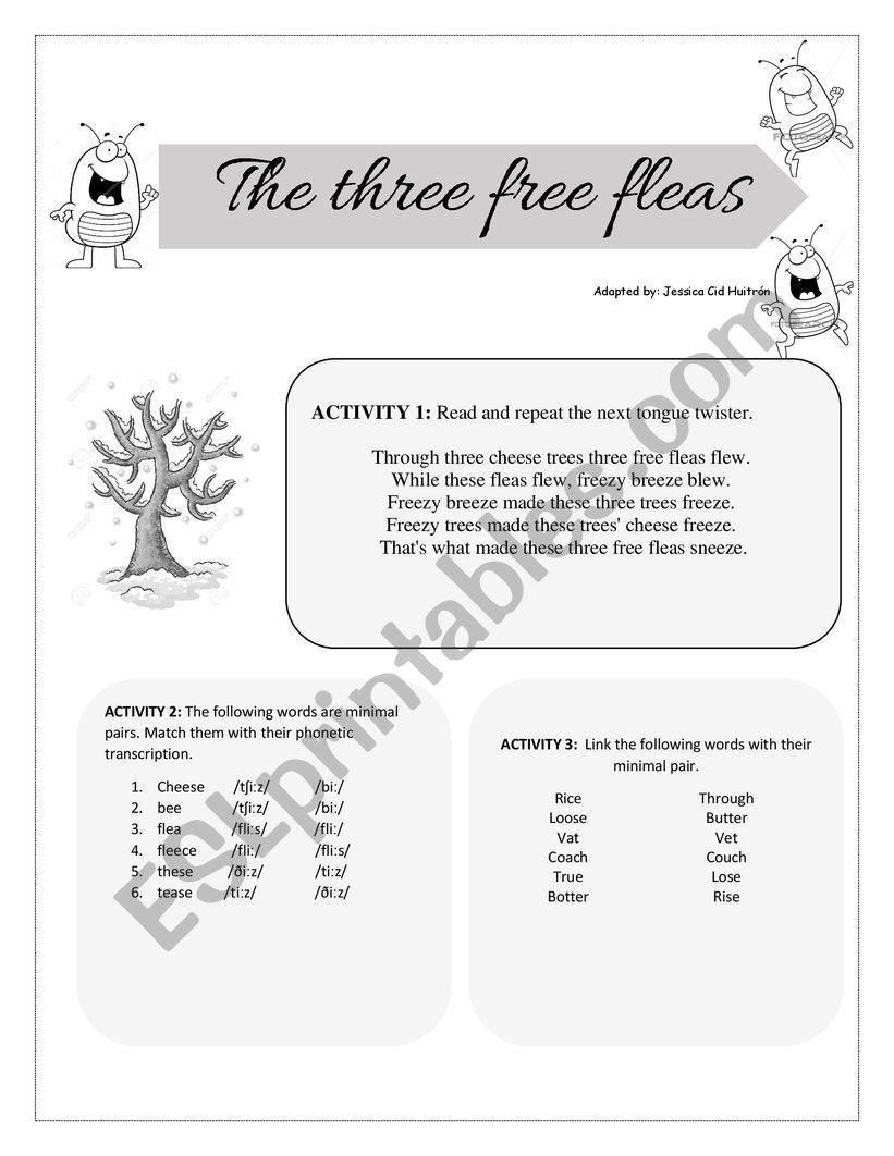 The three free fleas worksheet