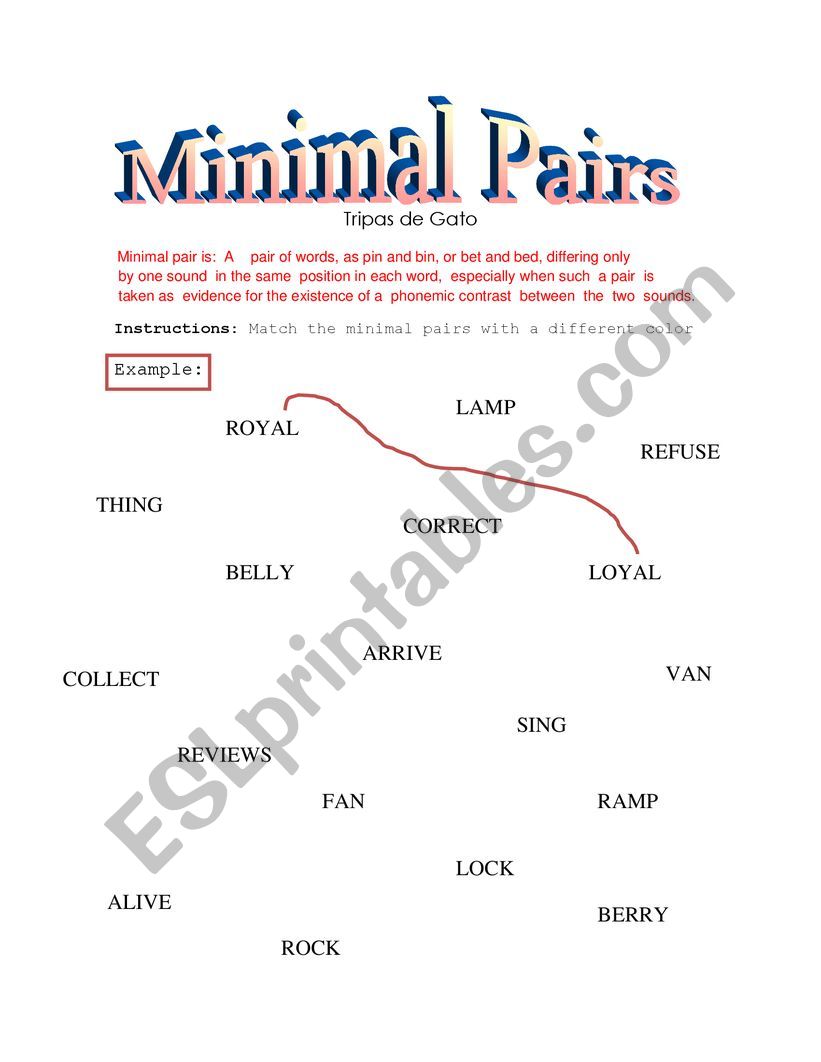 Minimal pairs worksheet