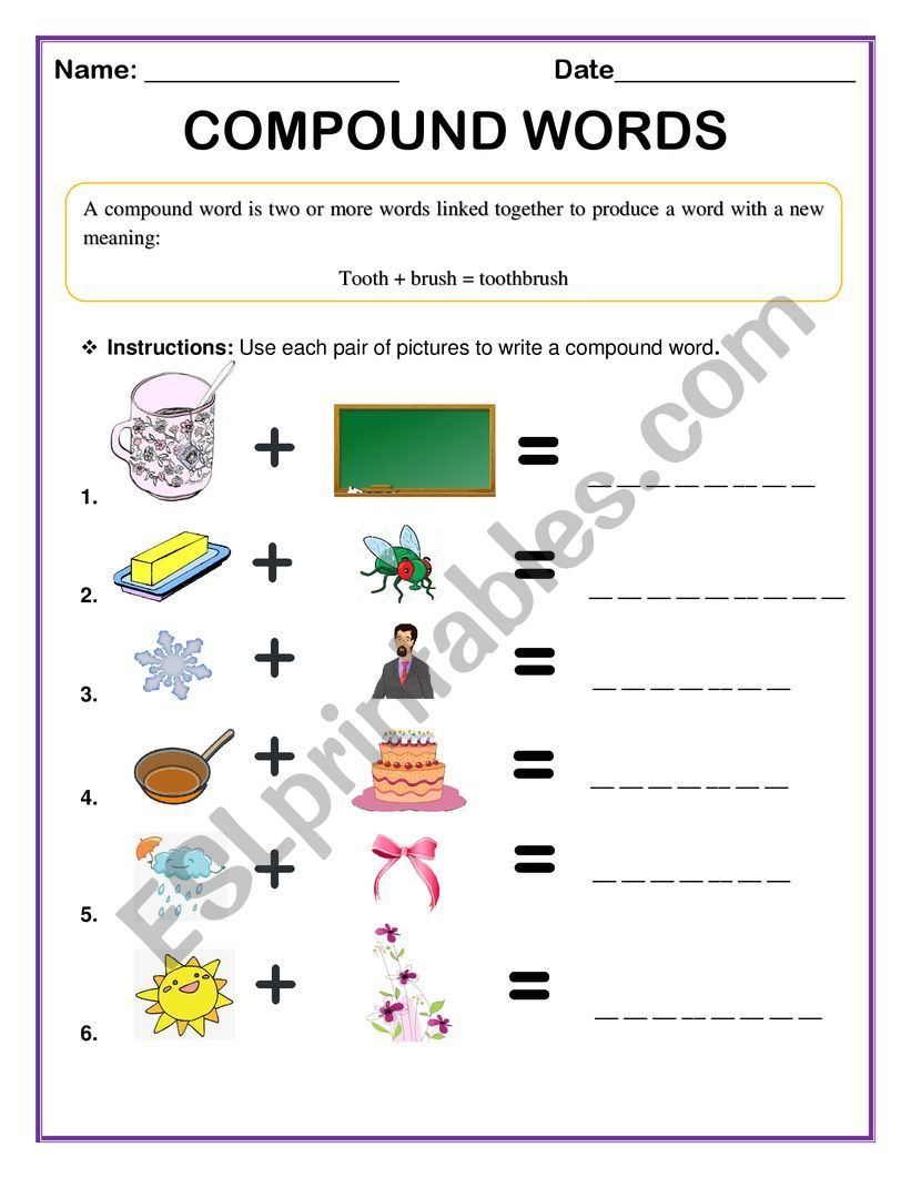 COMPOUND WORDS worksheet