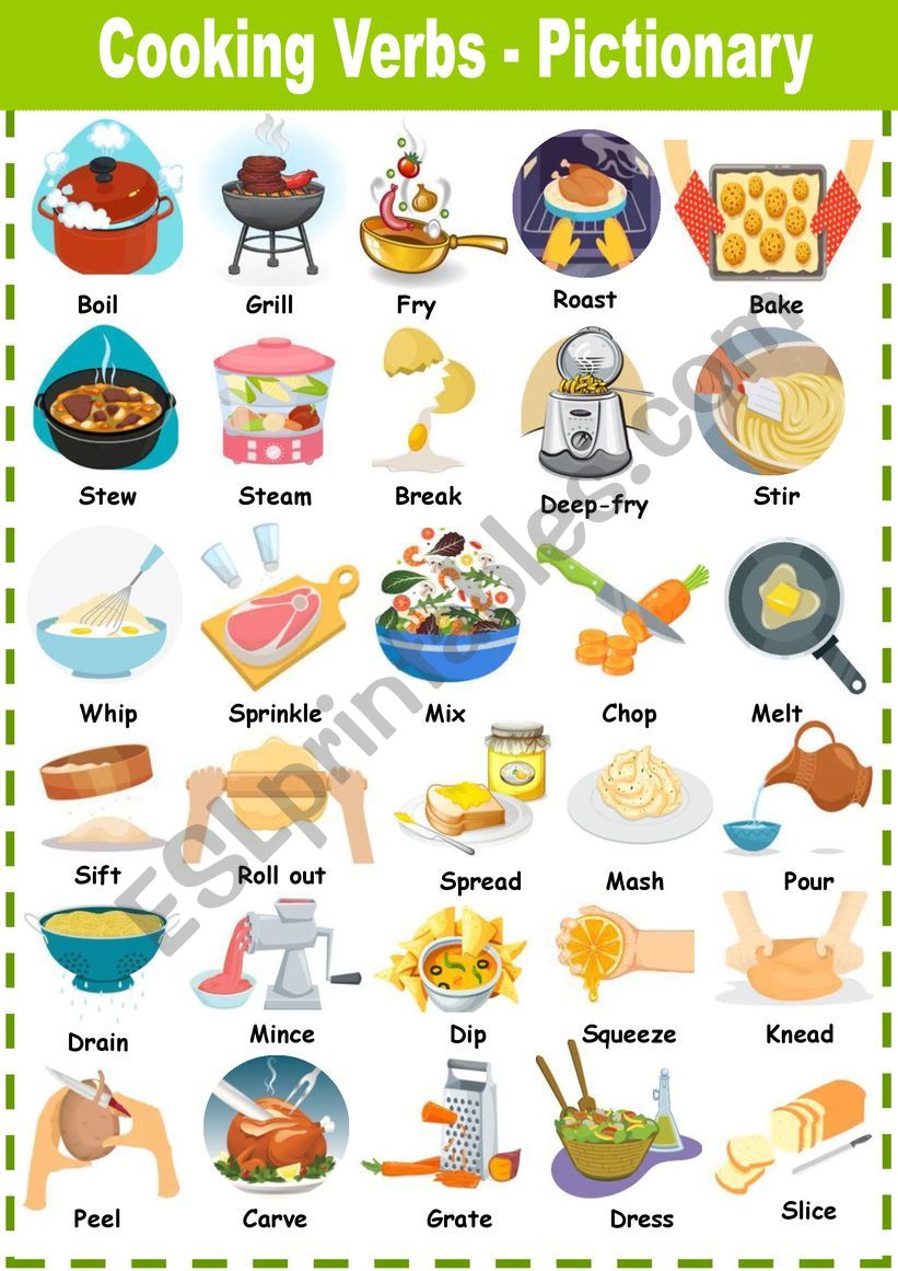 In Your Notebook Complete The Cooking Verbs And Nouns Margaret Wiegel