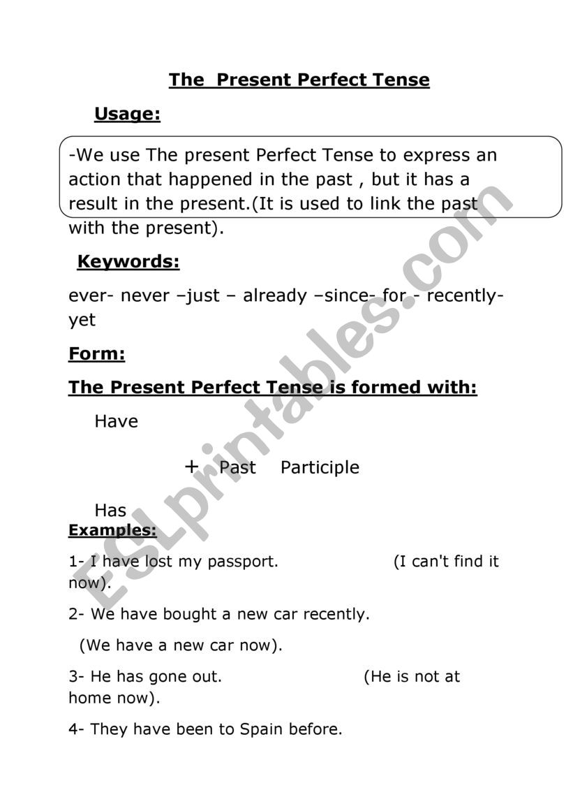 the present perfect and past simple tense