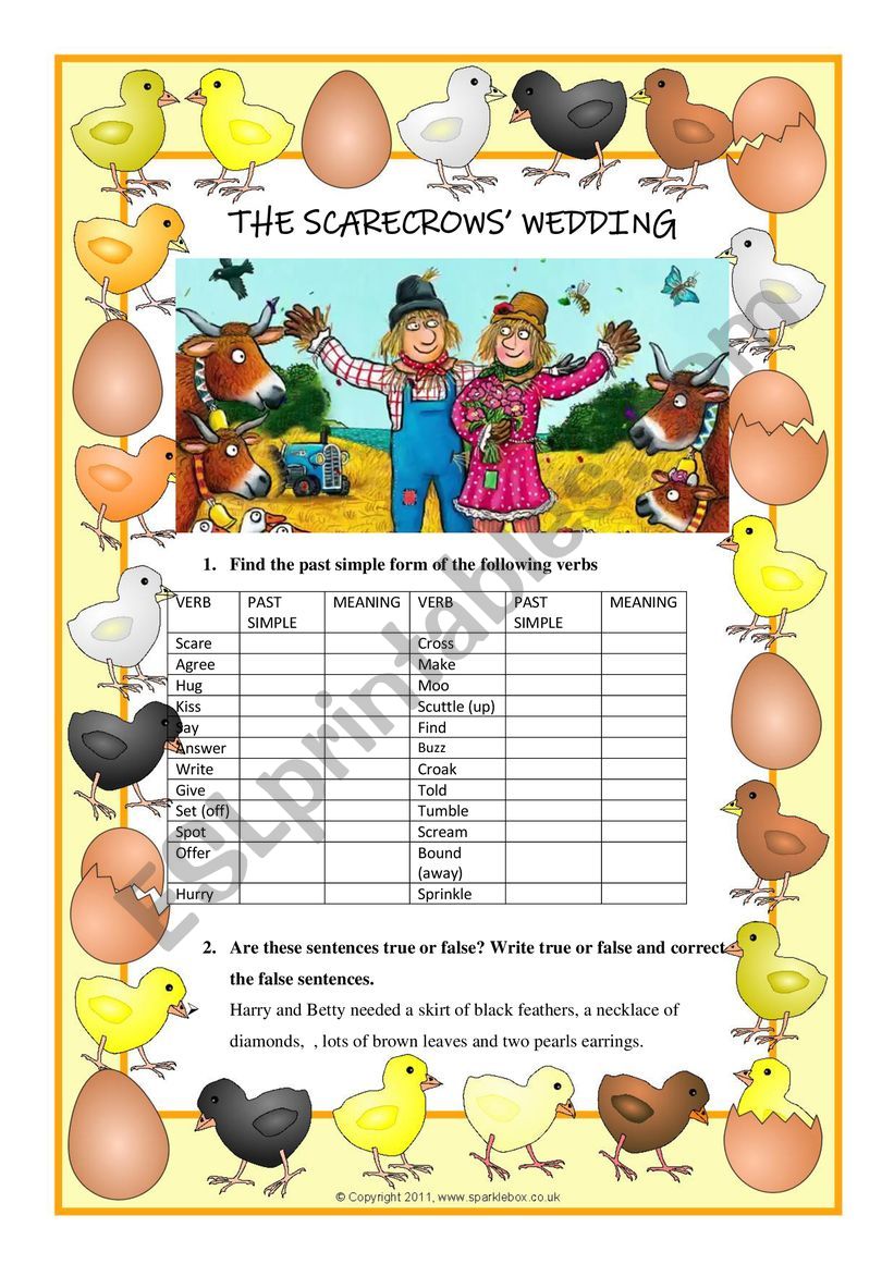 Scarecrows Wedding by Julia Donaldson  worksheet