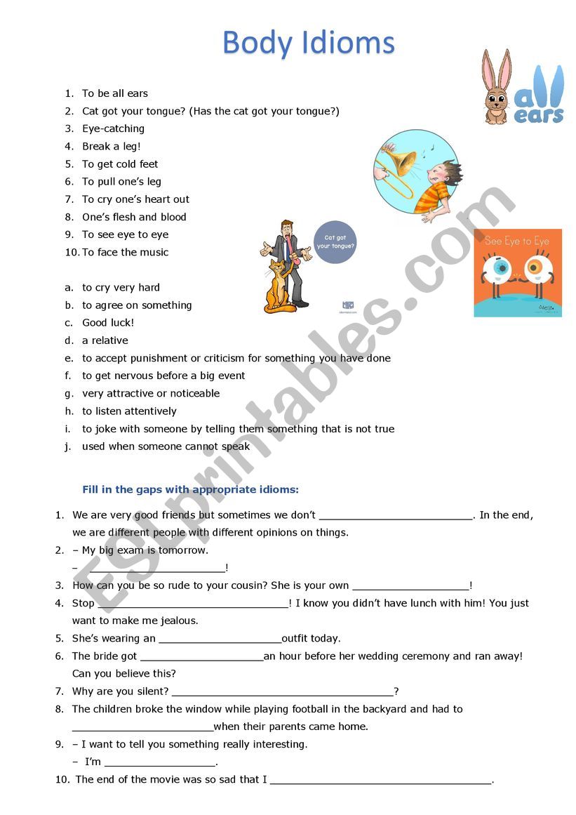 Body Idioms worksheet