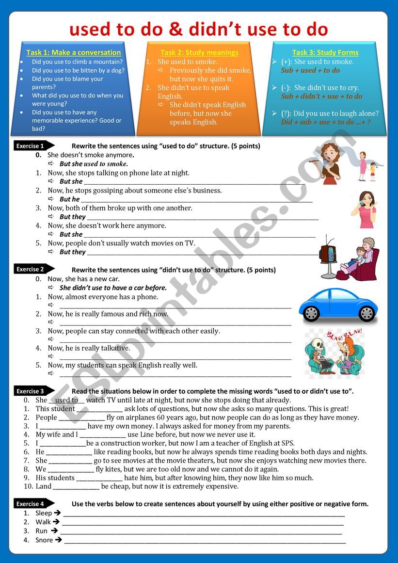 used to and didn´t use to - ESL worksheet by cheancheanchean