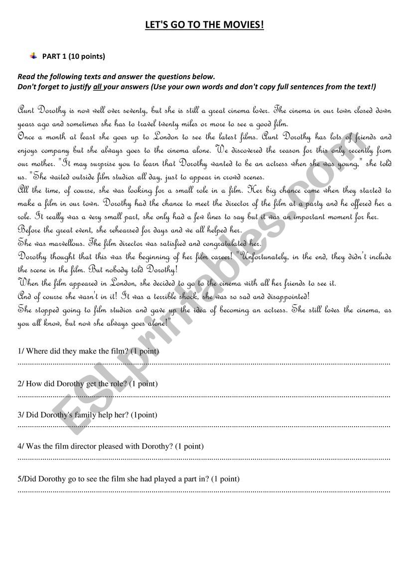 Let´s go to the movies - ESL worksheet by VanilleetCajou