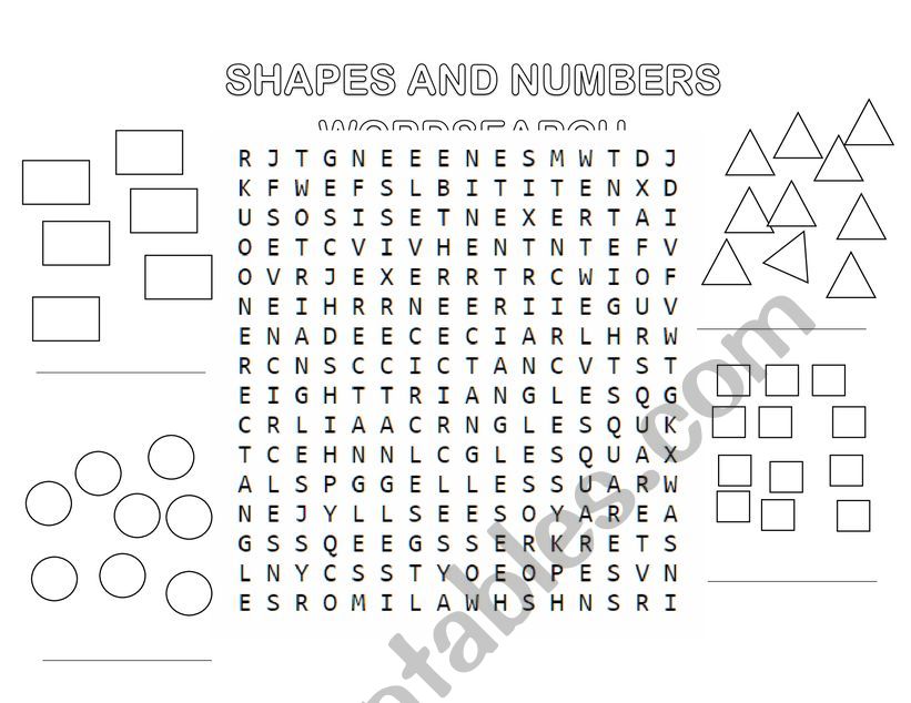 SHAPES AND NUMBERS worksheet