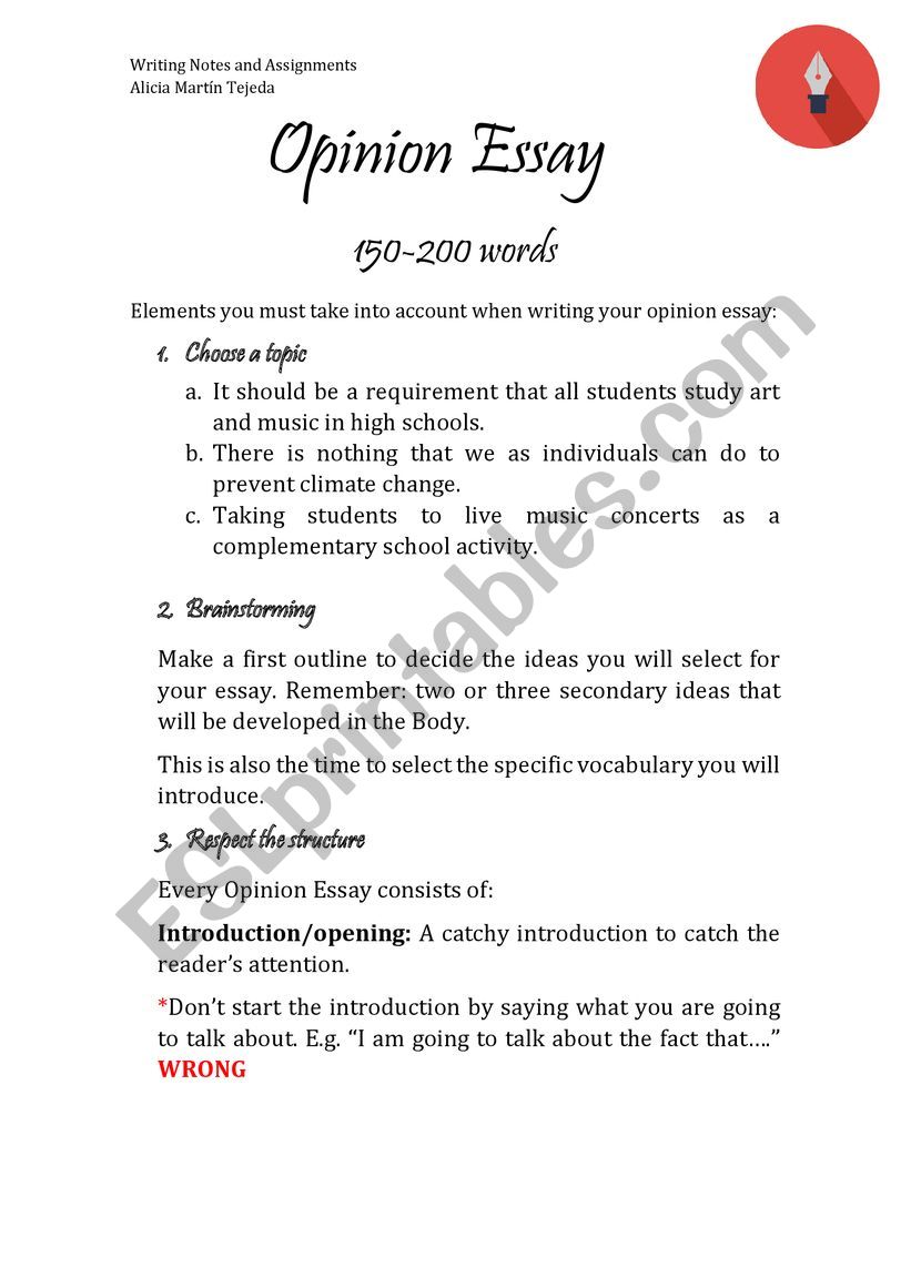 opinion essay sample answer