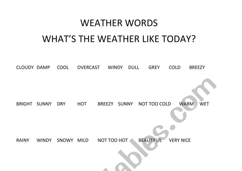 weather words worksheet