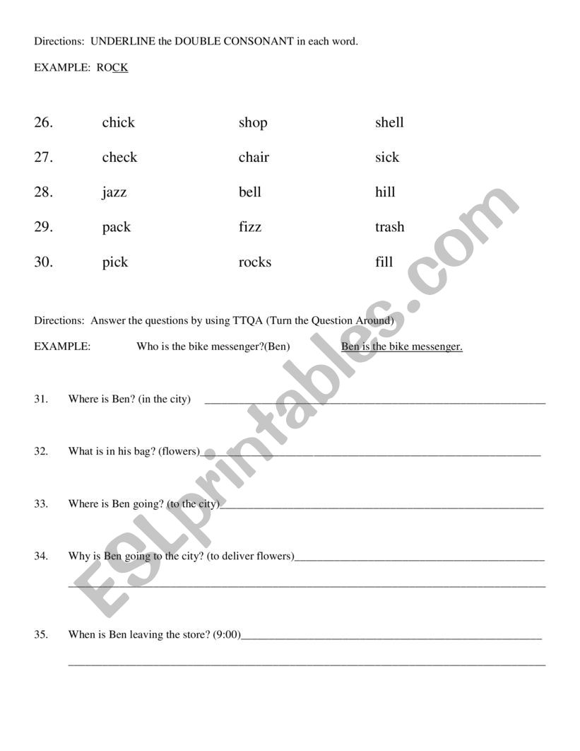 TTQA & Consonants worksheet