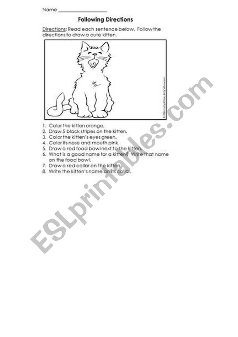 cat read and comprehension worksheet