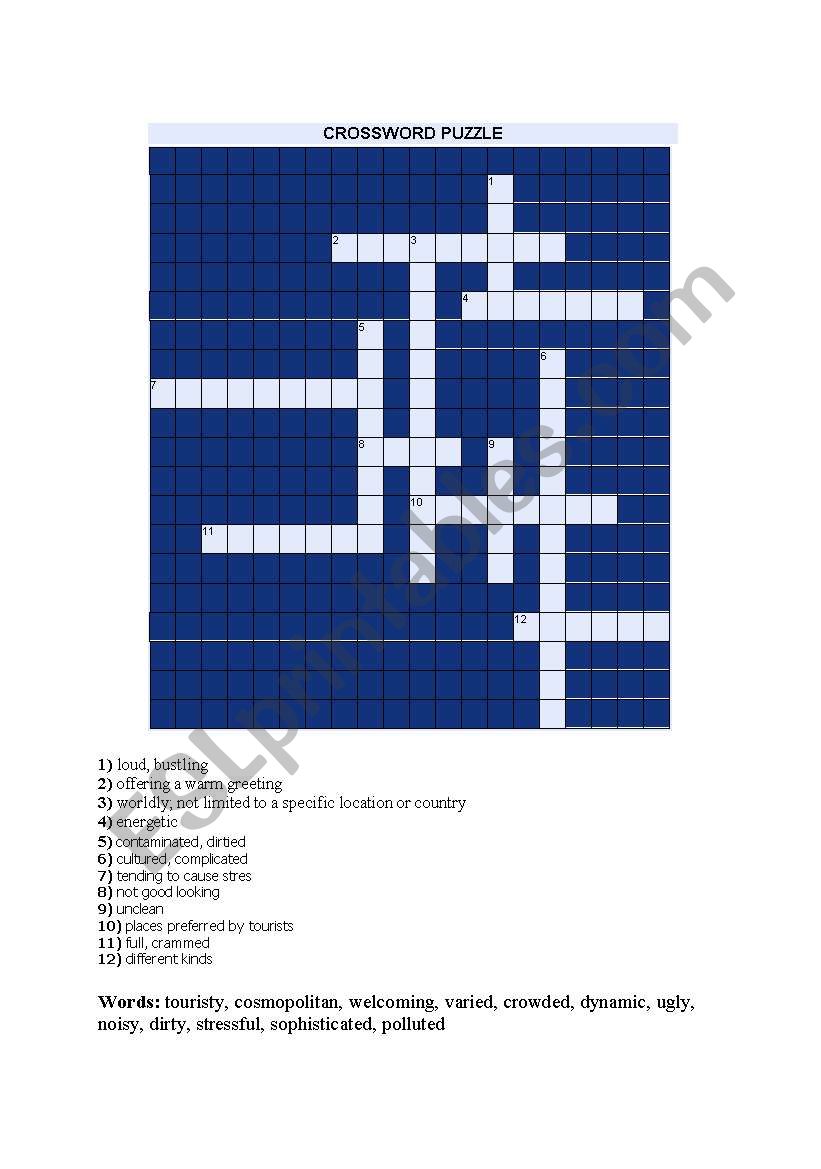 English worksheets: Crossword Puzzle