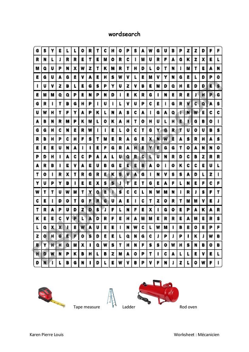 crossword worksheet