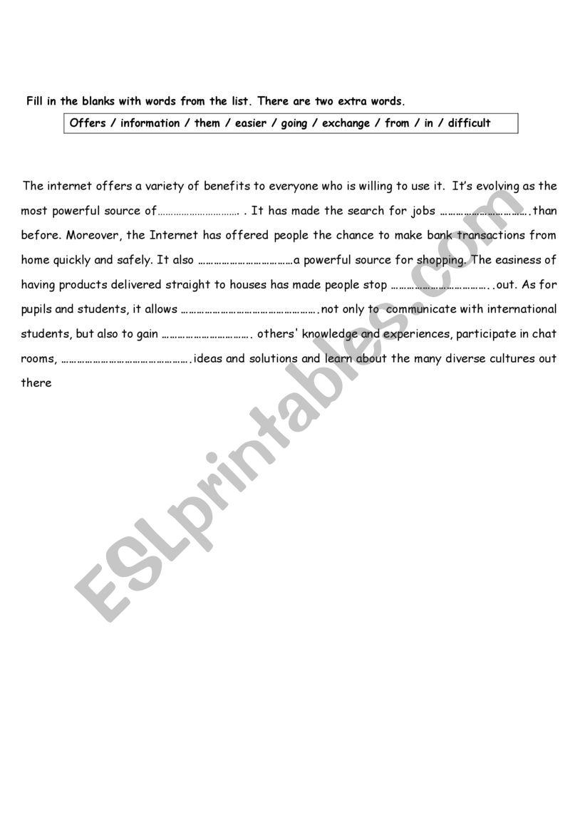 gap filling worksheet