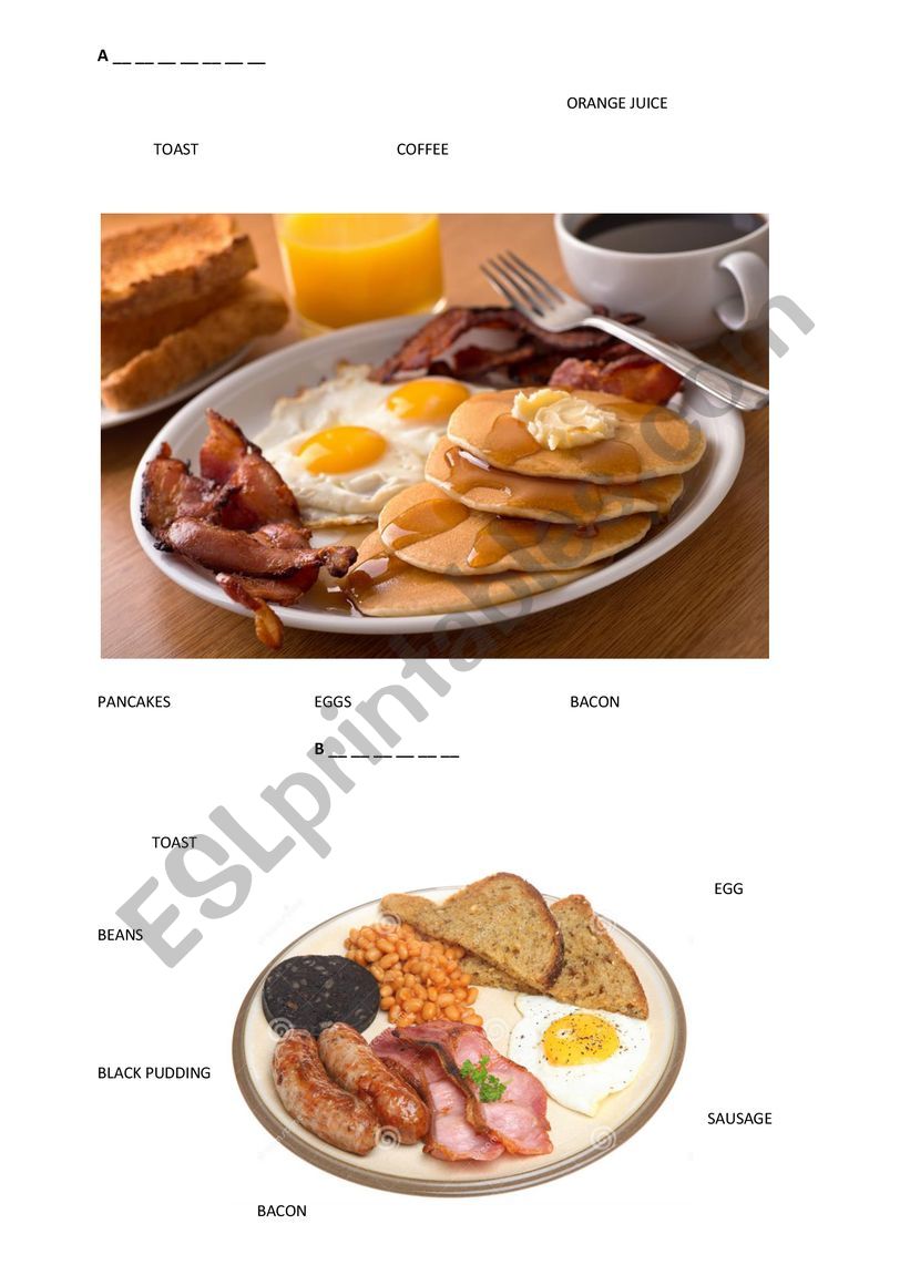 British and American breakfast