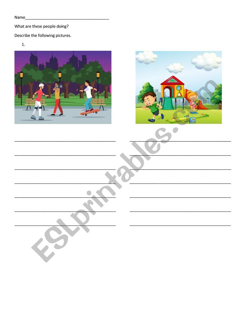 Describing activities  worksheet