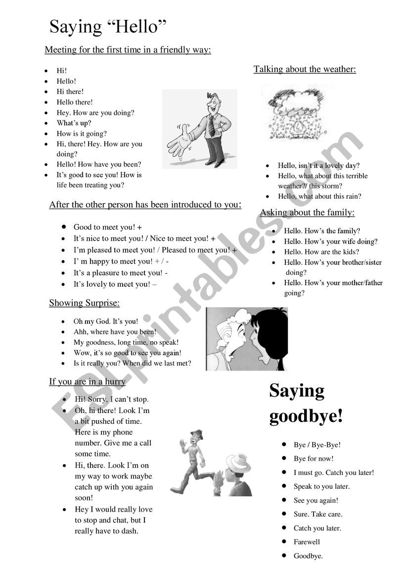 Greetings worksheet