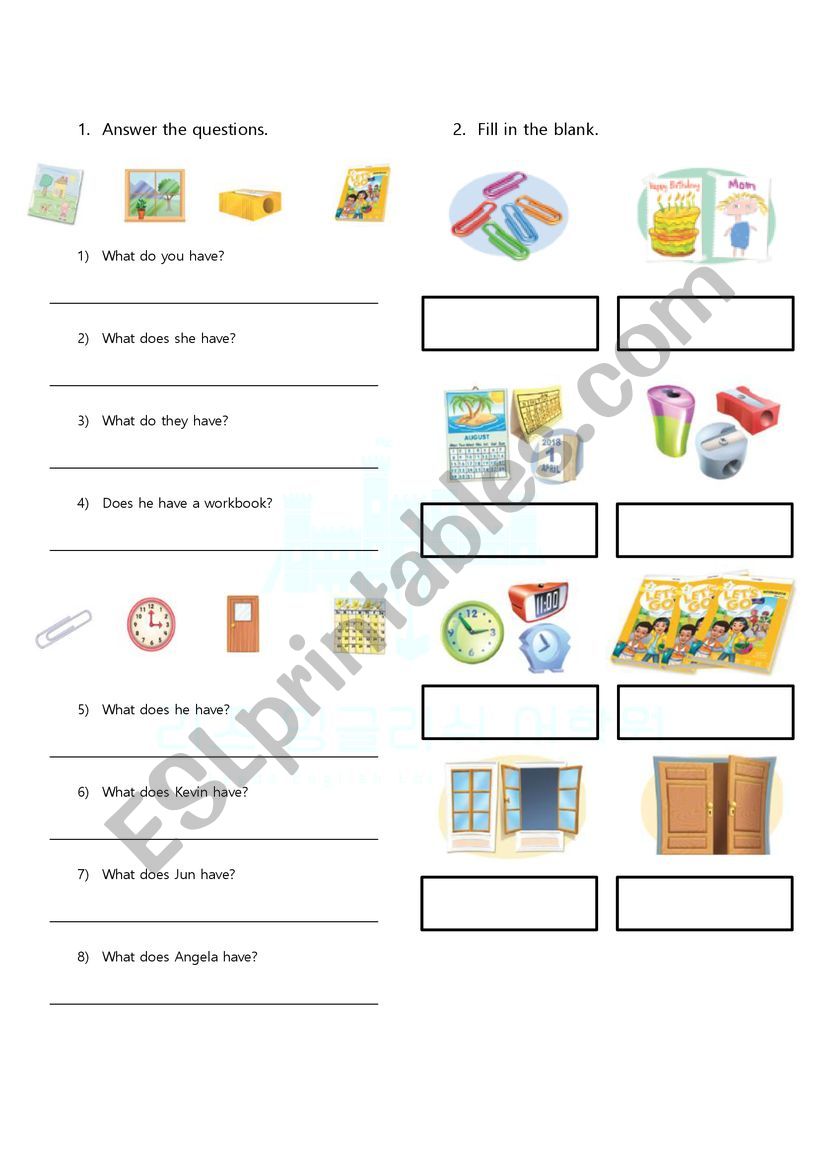 school object worksheet