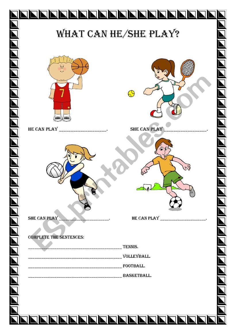 What can he/she play? worksheet