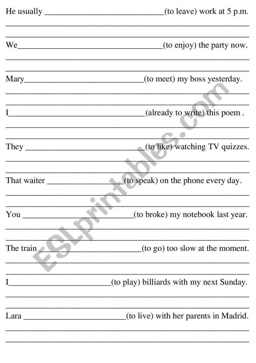 mixed tenses worksheet