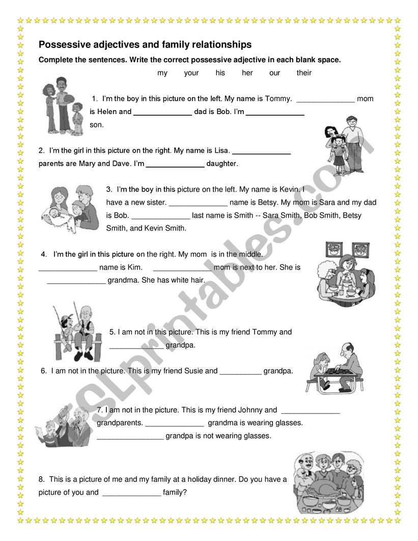 Possessive adjectives worksheet