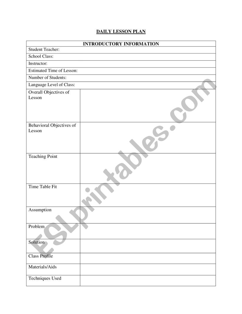 LESSON PLAN SAMPLE worksheet