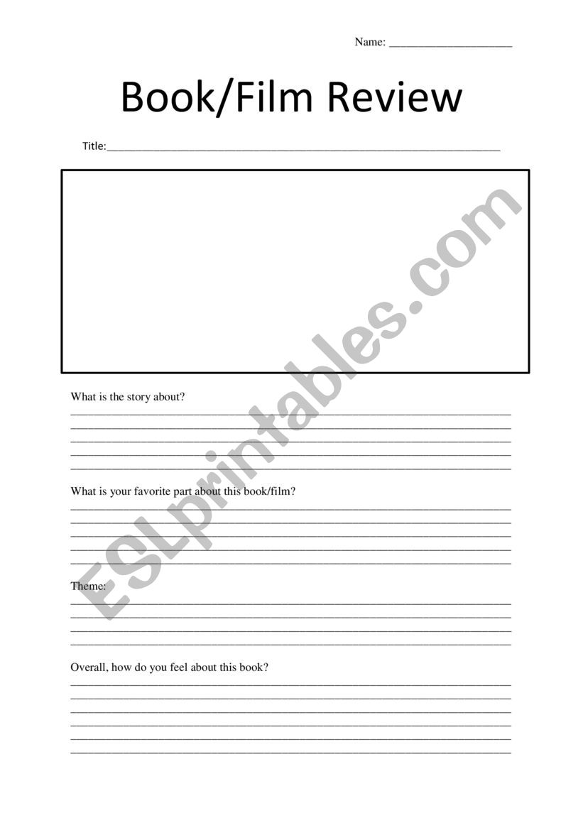 Book Review worksheet