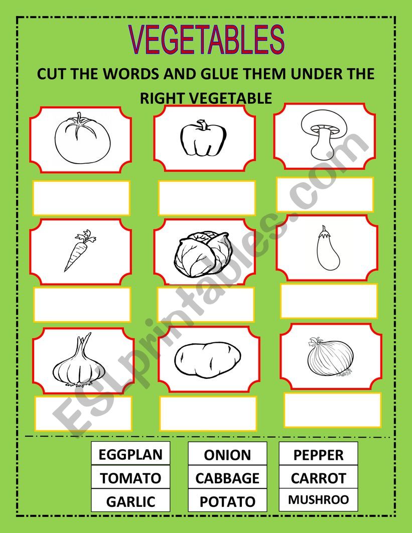 I love veggies! worksheet