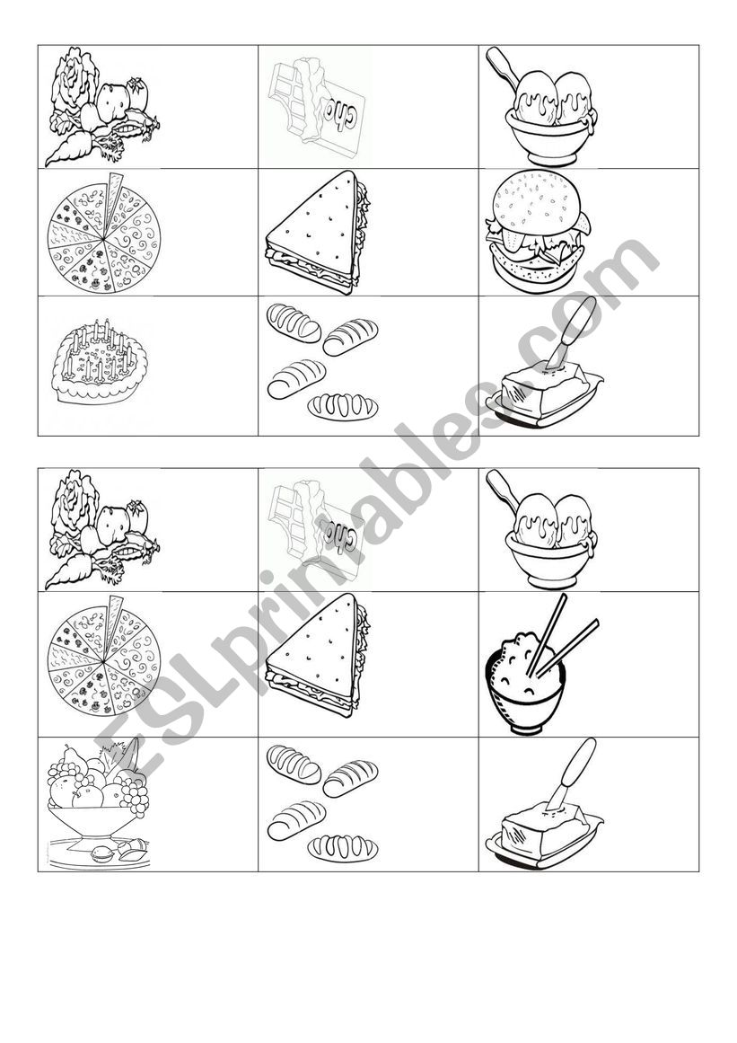 Food_Bingo game worksheet