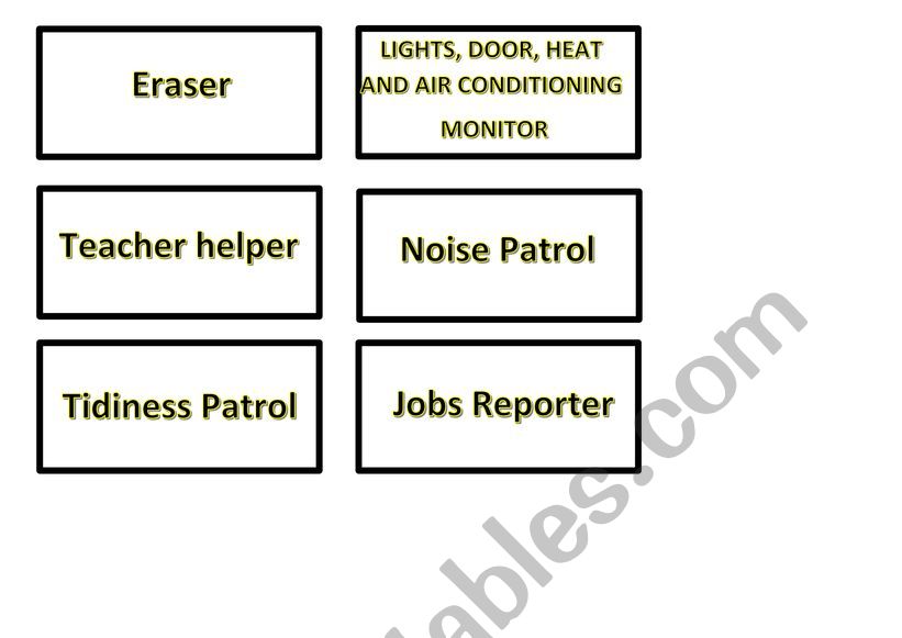 Classroom Jobs (for a poster) worksheet