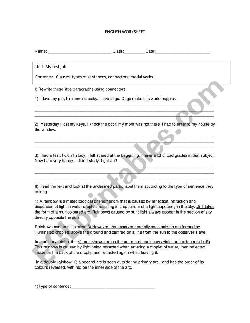 Connectors worksheet worksheet