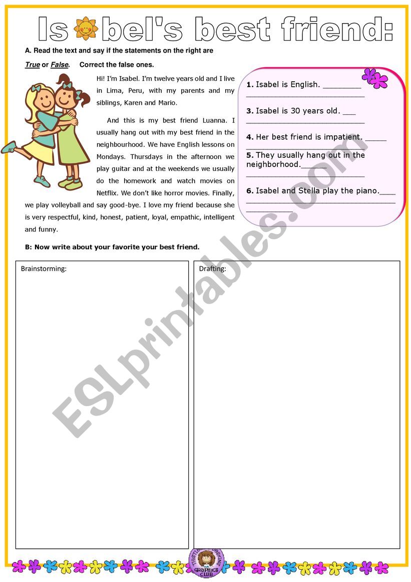 Best friend worksheet