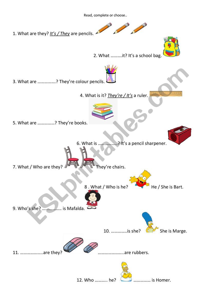 What is it? What are they? Who´s he? Who´s she? - ESL worksheet by ...