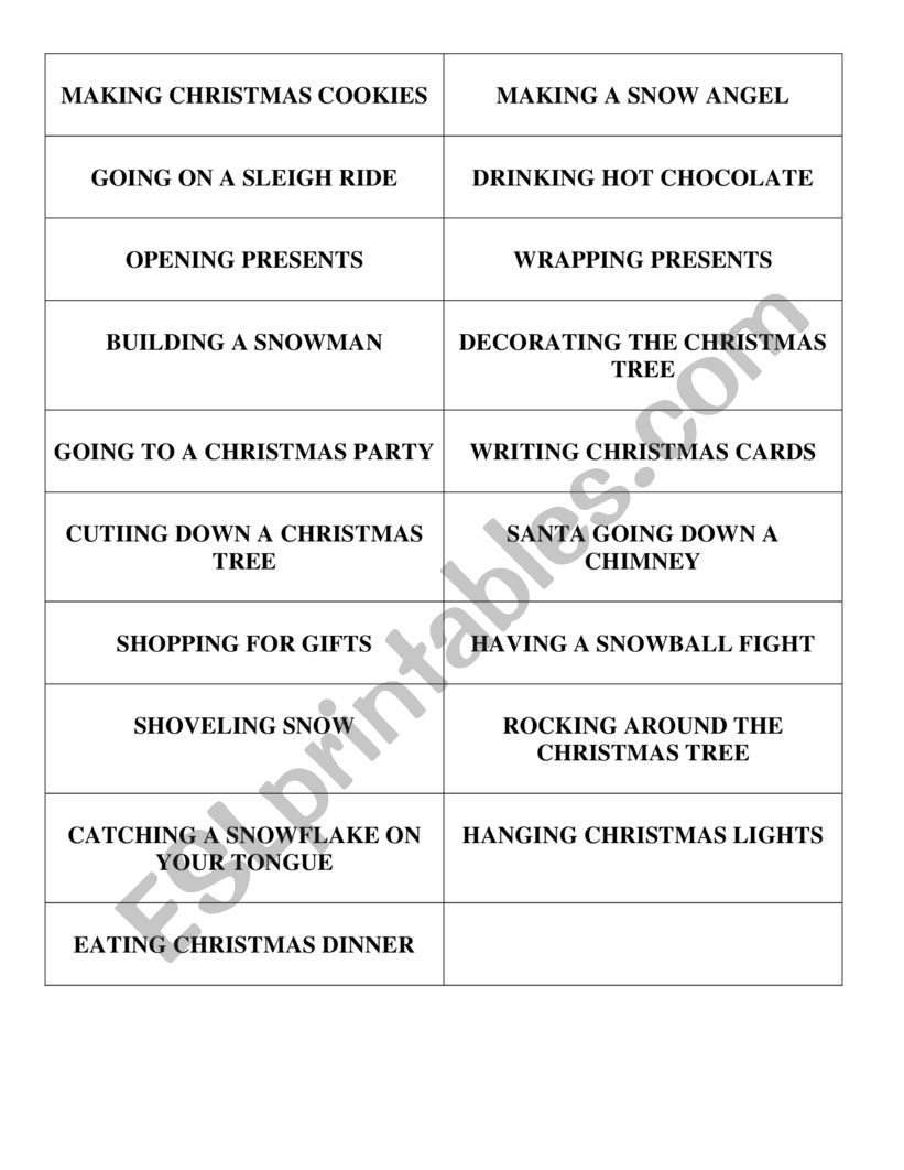 Christmas charades - ESL worksheet by ugnaja