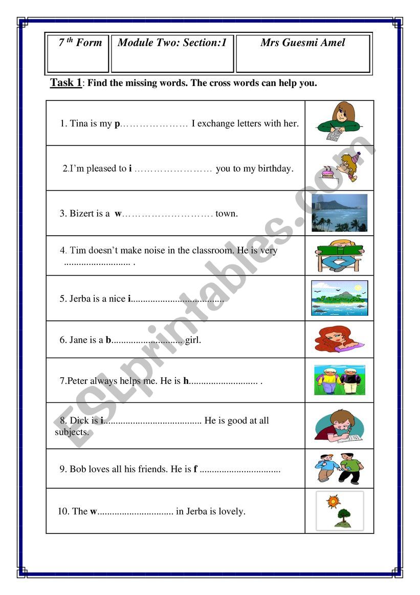 module two seventh form worksheet