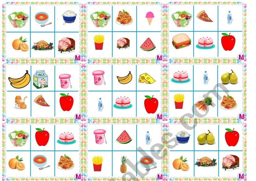 Bingo Foods worksheet